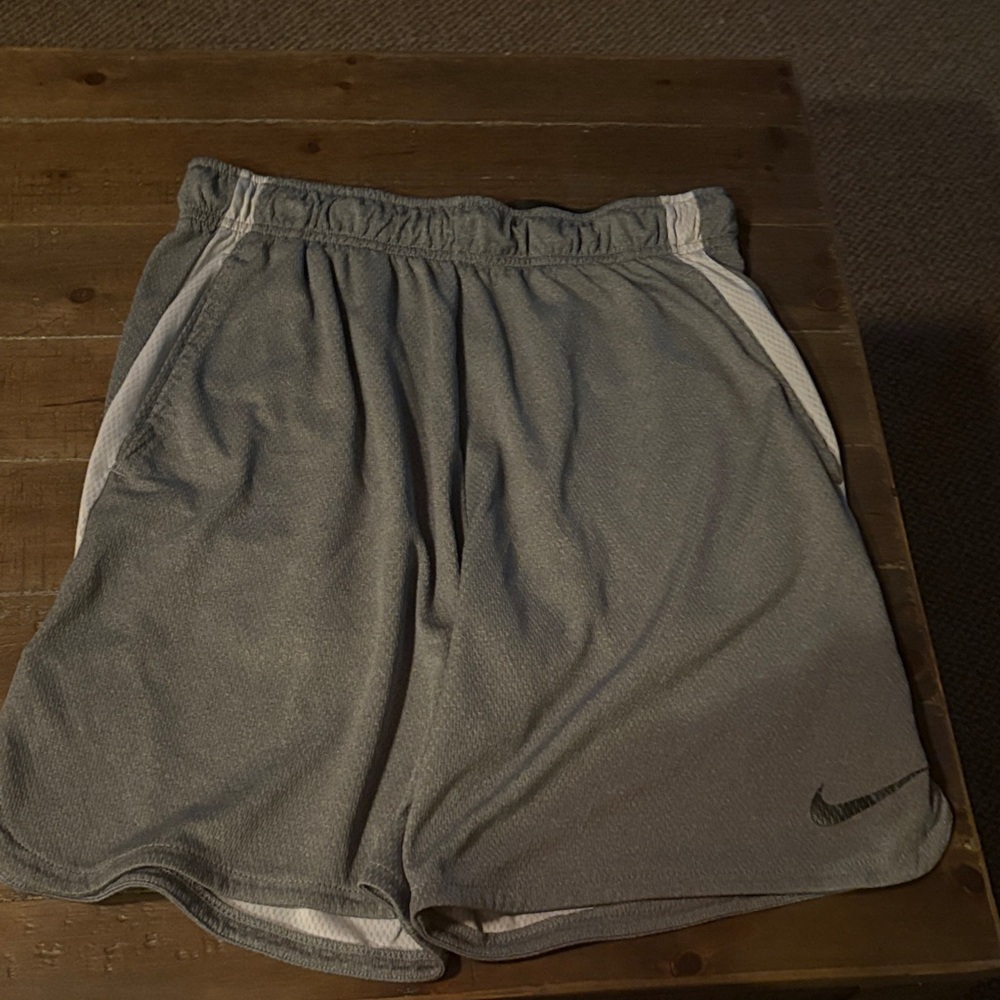Nike Dri Fit Men's Gray and White Athletic Shorts